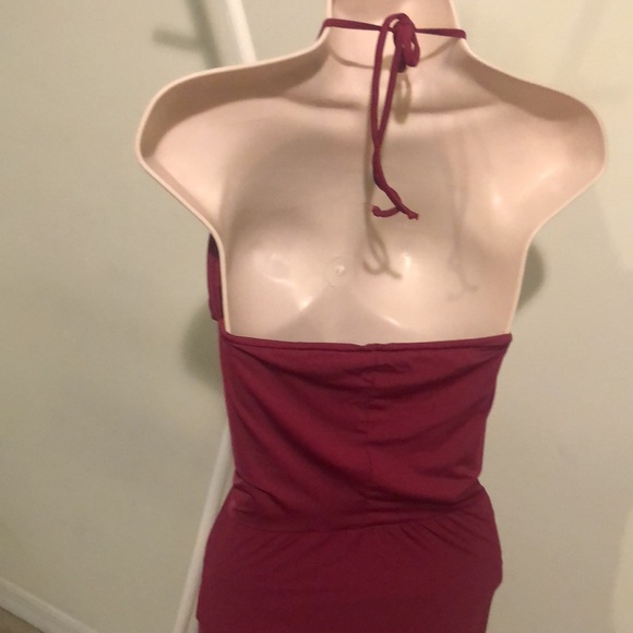 Lycra beach dress / coverups size medium maxi brand new burgundy - Picture 5 of 8